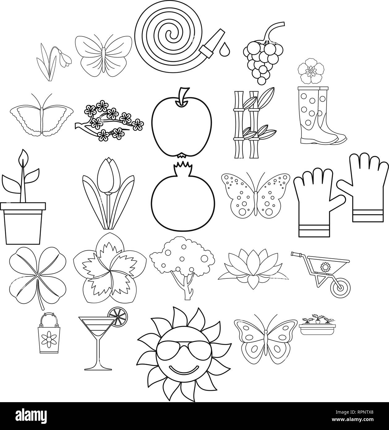 Flower icons set, outline style Stock Vector Image & Art - Alamy