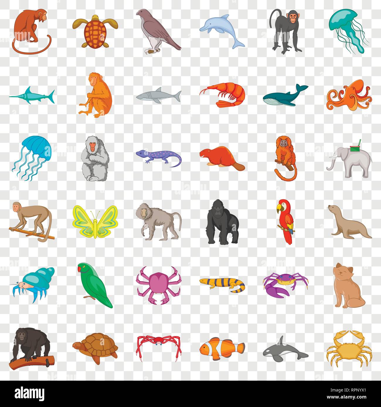 Different animals icons set, cartoon style Stock Vector Image & Art - Alamy