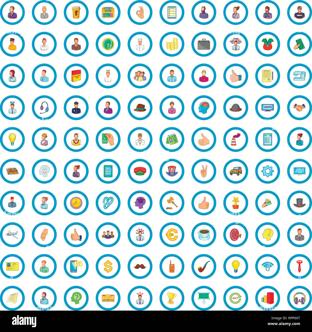 100 business people icons set, cartoon style Stock Vector Image & Art ...