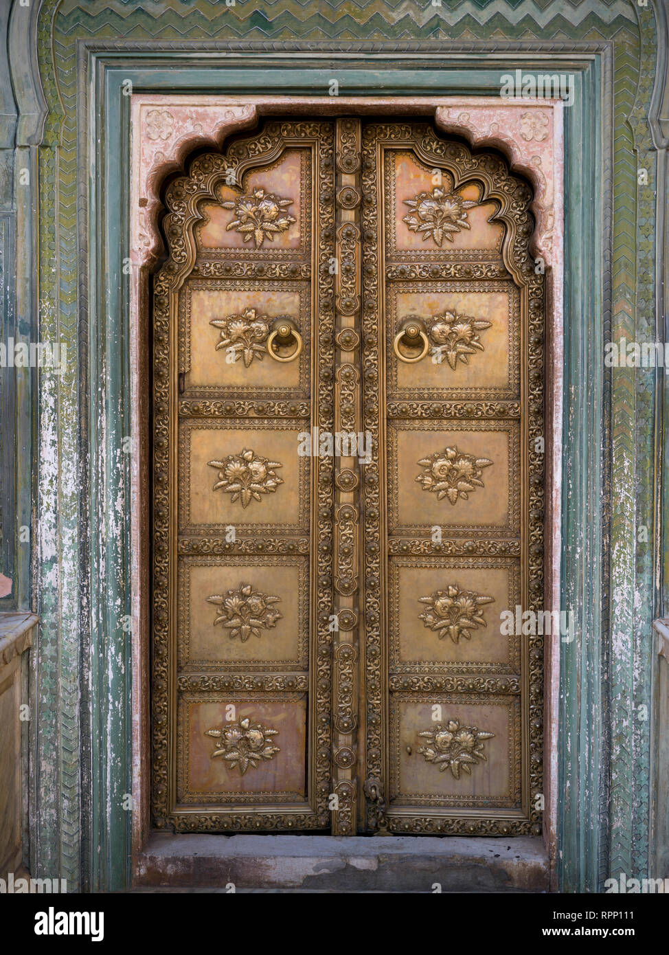 Details of door at Peacock Gate, City Palace, Jaipur, Rajasthan, India