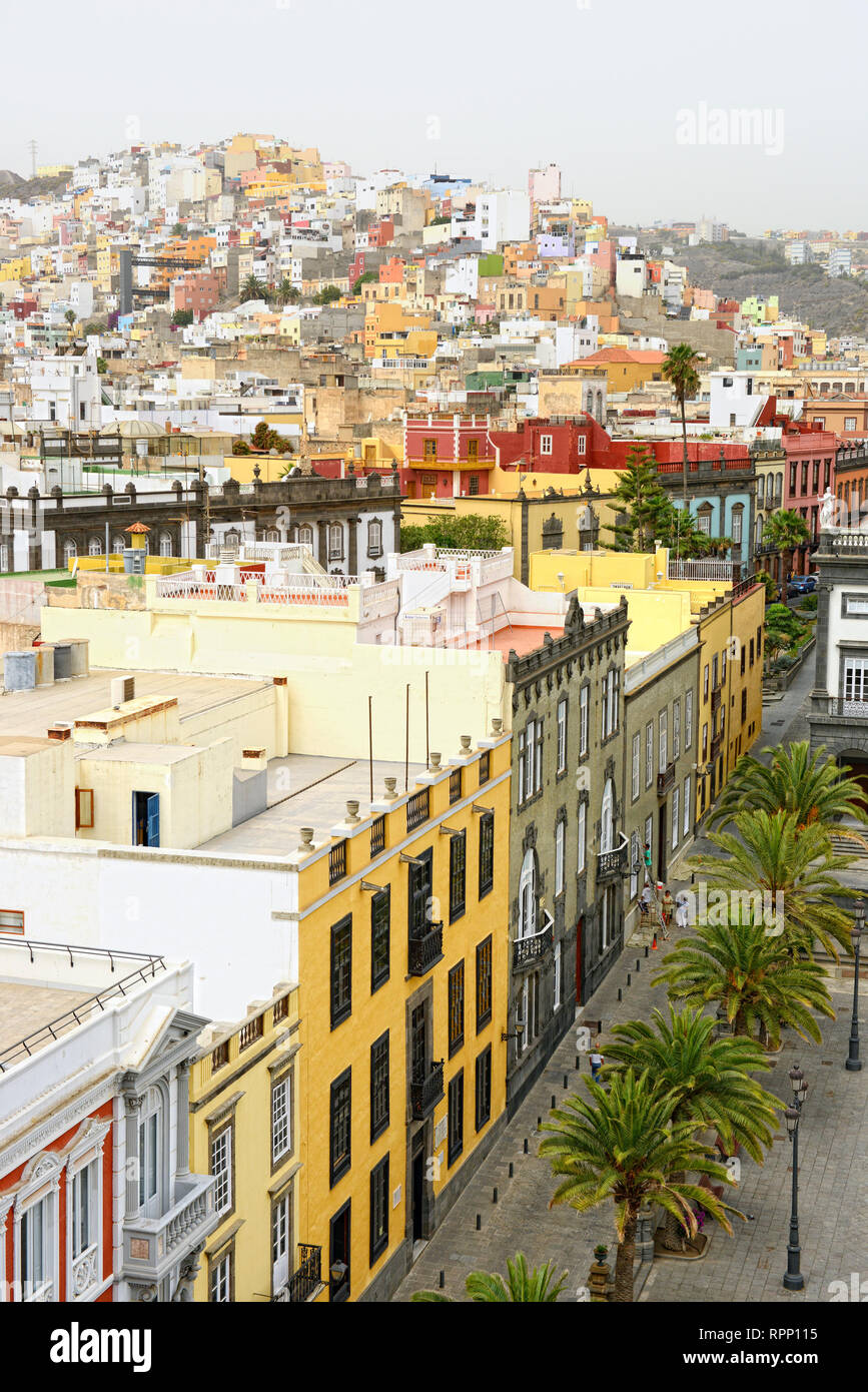 Cityscape of Las Palmas de Gran Canaria at Canary islands. Aerial view from  roof top Stock Photo - Alamy