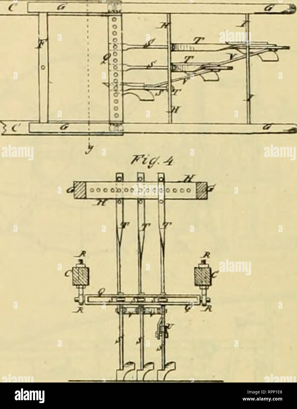 . Allen's digest of plows, with attachments, patented in the United States from A.D. 1789 to January 1883 ... Plows; Patents. Wiinessos: ^ Per , Inventor: Attorneys. 2 Sheeti--Shen 2. J. I. WATROUS Combined Gang-Plows. Cultivators, and Choppers. No.148,157. Pilfiled Mirch 3. 187! J, JfigfJ. ji^.j-. Witnesses: ^^ '^'^^ Per Inventor: Anomeys. T. E. MARABIE. Cotton-Choppers. Nn.149.492. Patented April ?, 1874. £. H. SUTTON. Cotloo-Cultivators. No.149,543, Patented April 7, 1874. Please note that these images are extracted from scanned page images that may have been digitally enhanced for readabil Stock Photo
