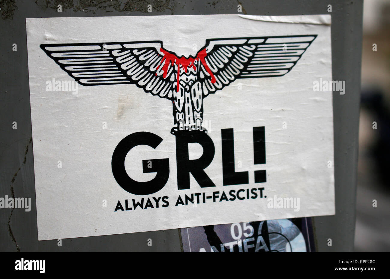 Impressionen: 'GRL Always anti fascist' - Street Art, Tel Aviv, Israel/ beach, Mediterranean Sea, Tel Aviv, Israel (nur fuer redaktionelle Verwendung. Stock Photo