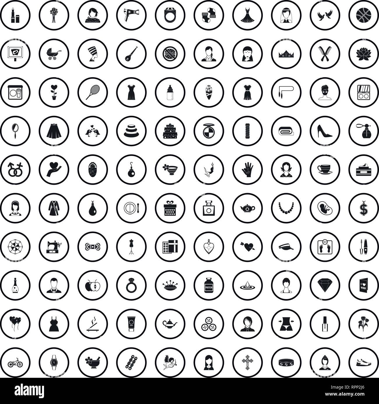 100 female icons set, simple style Stock Vector Image & Art - Alamy