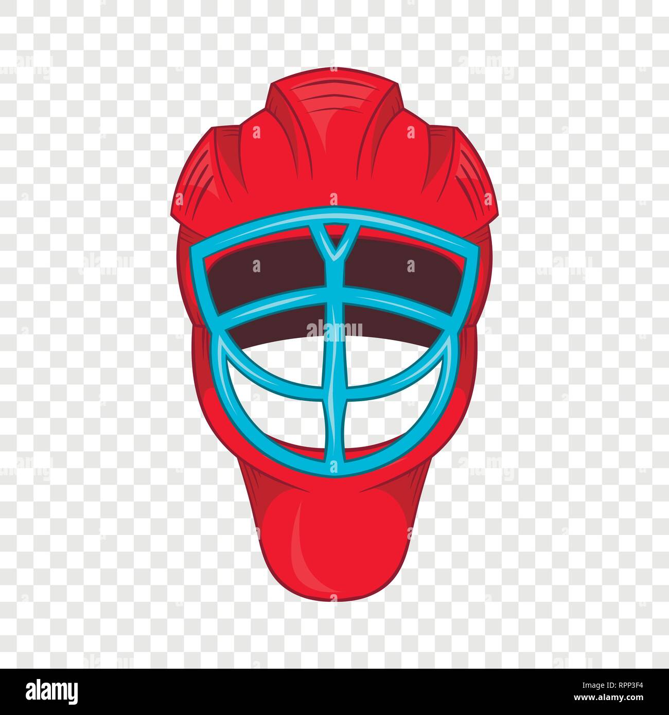 Red hockey helmet with cage icon, cartoon style Stock Vector Image