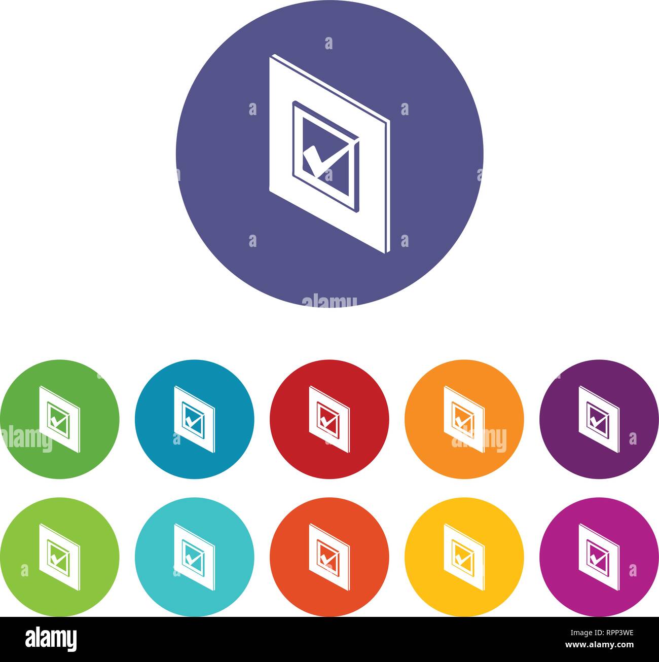 Voted sign icons set vector color Stock Vector