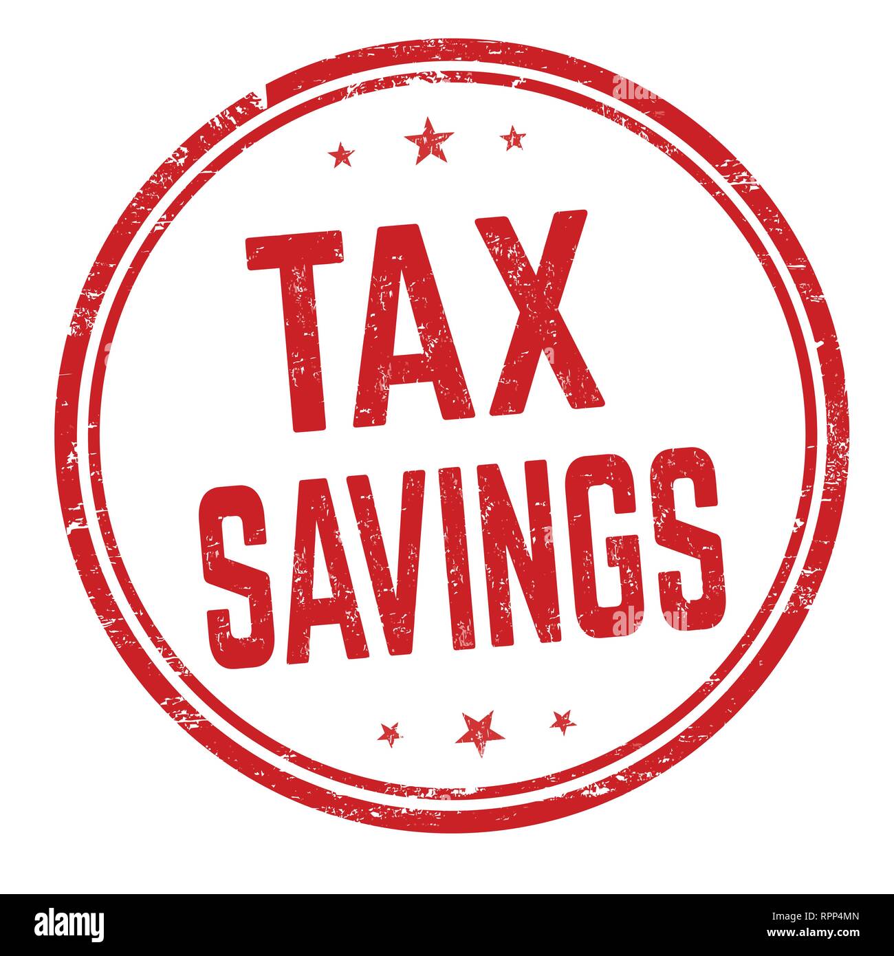 Tax savings sign or stamp on white background, vector illustration