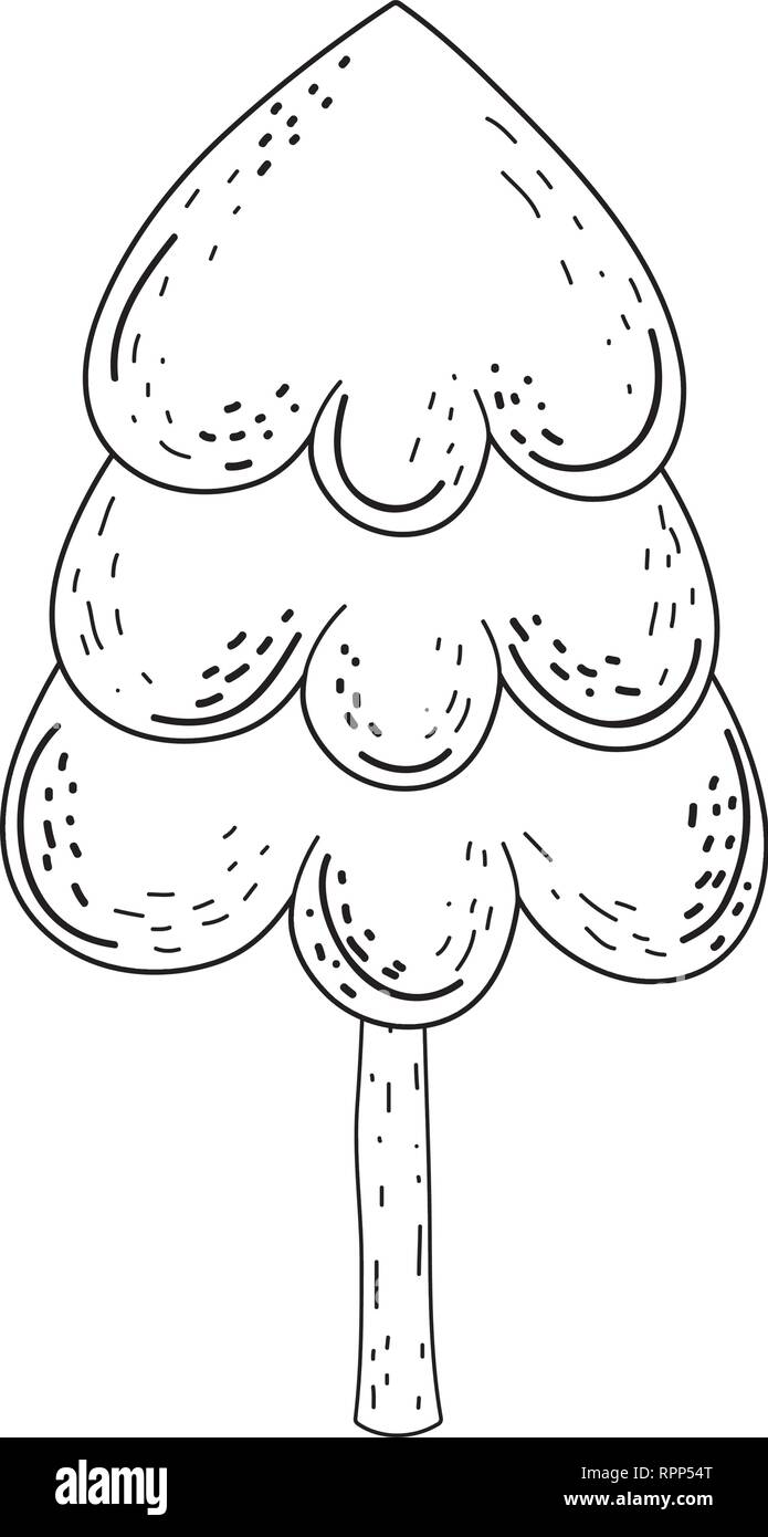 beautiful pine tree fairytale icon Stock Vector