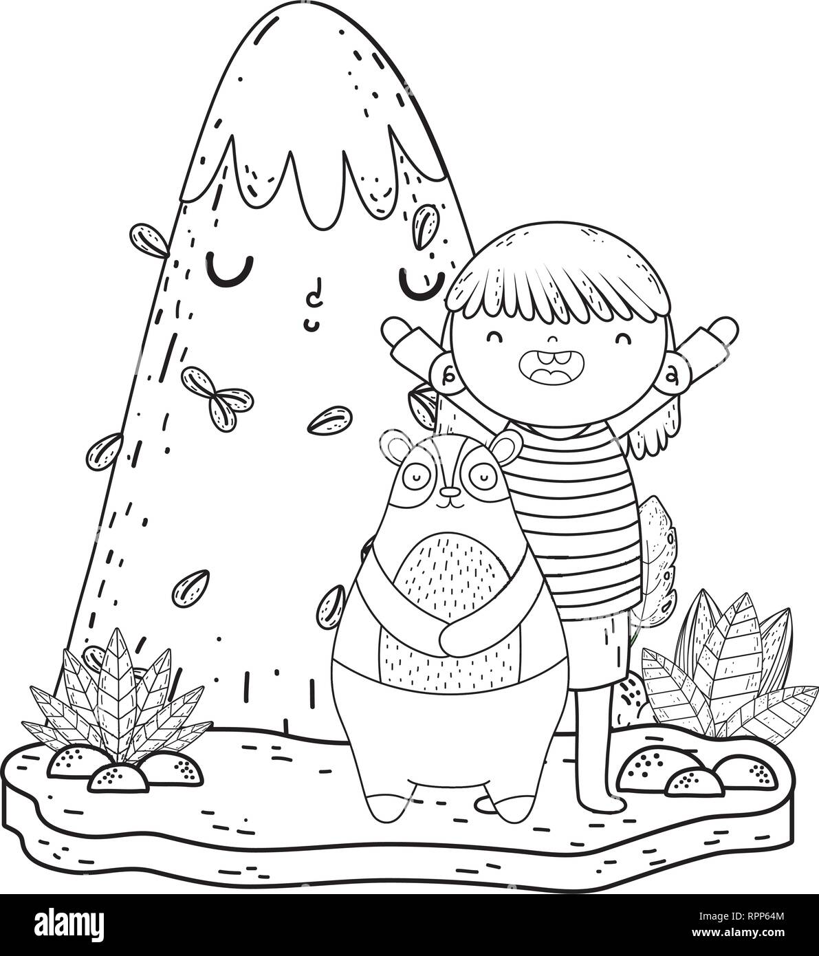 little bear teddy with girl in the landscape Stock Vector Image & Art ...