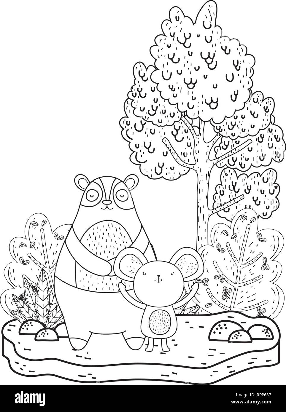 little bear teddy and mouse in the landscape Stock Vector Image & Art ...