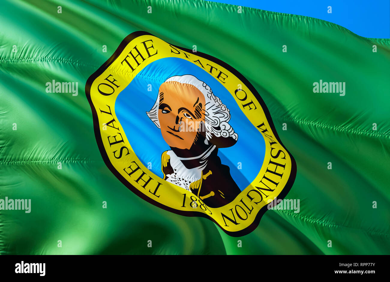 Washington flag. 3D Waving USA state flag design. The national US