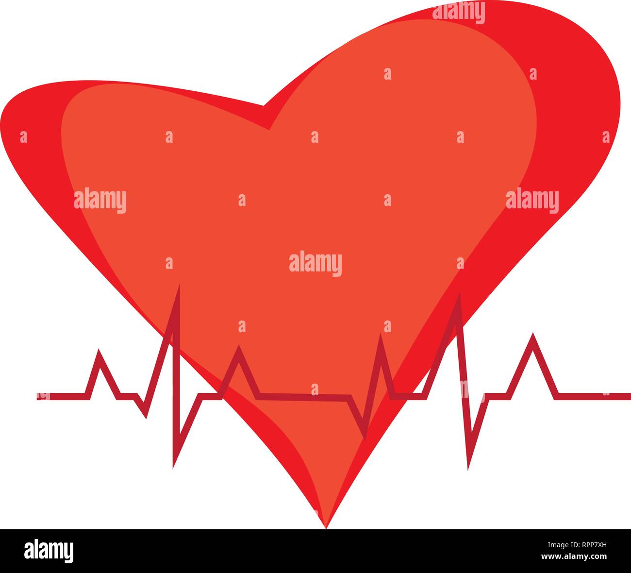 Vector illustration of heart and cardiogram line on a white background ...