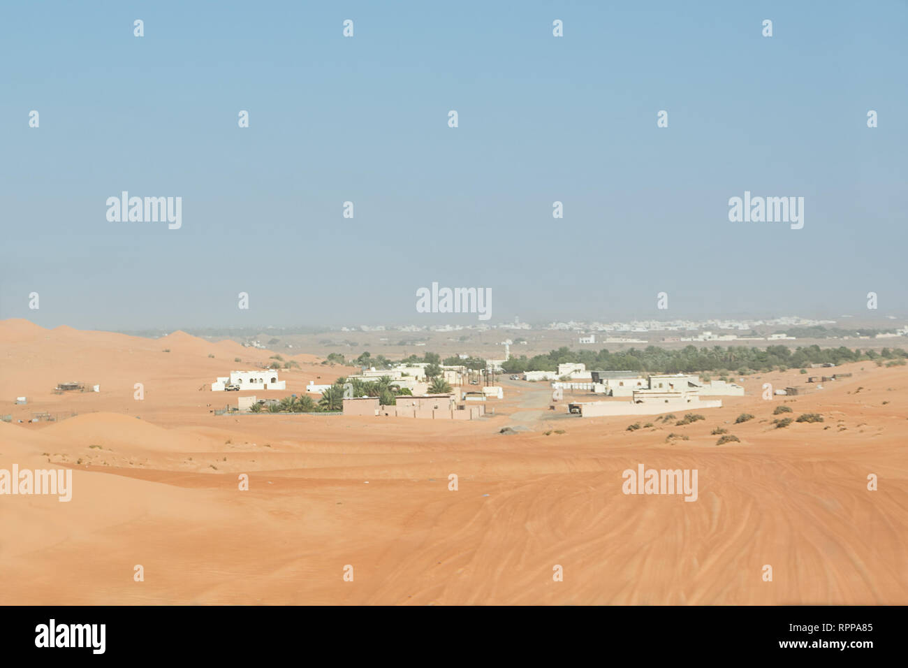 Suburbs of the Bediyah country bordering Wahiba Sand Desert (Oman) Stock Photo