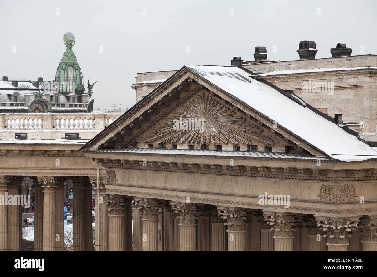 Kazan Cathedral and Singer House in St. Petersburg, Russia. Stock Photo