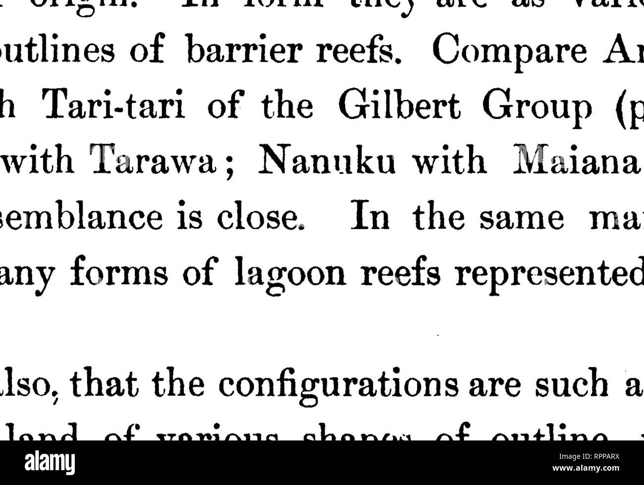 . Corals and coral islands. Coral reefs and islands; Corals. 268 CORALS AND CORAL ISLANDS. a single mountain range:—for example, the sickle-shaped line of islets north of Nanuku. Tari-tari and Makin (Gilbert Group, see map, page 165), lie together as if belonging to parts of one island. MenchicofF atoll, in the Caroline Archi- pelago, consists of three long loops or lagoon islands, united by their extremities, and further subsidence might reduce it to three islands.. ffi of ttOi imh' A» a, rtUU^. MENCHICOFF ATOLL. Darwin in his account of the Maldives (op. cit, p. 37), points out indications o Stock Photo