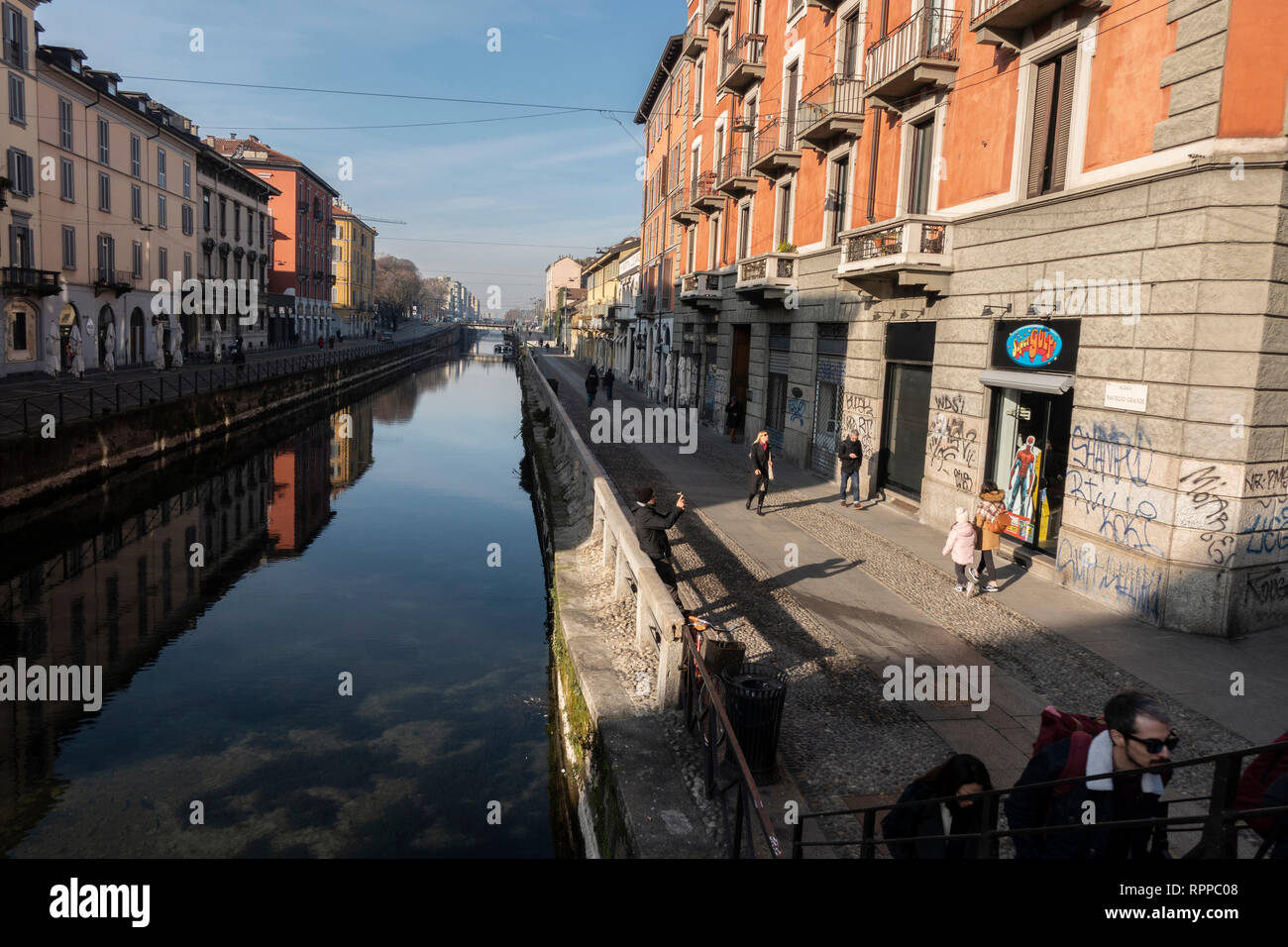To Milan for Fashion Week February 19-25, 2019. Downtown sightseeing Stock Photo
