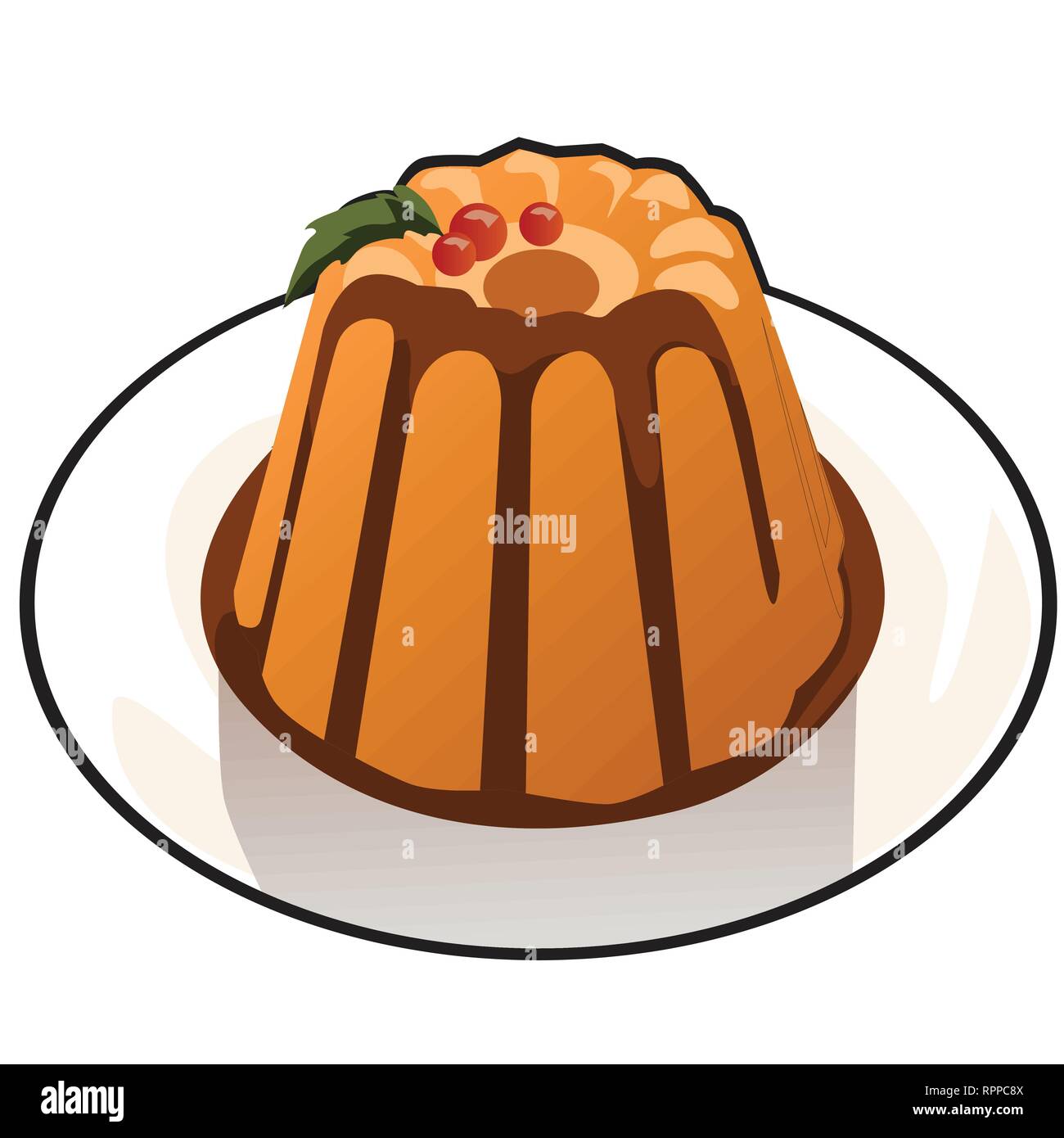 Pumpkin Pudding With Chocolate Topping Isolated On White Background Illustration For A Recipe Book Of Tasty And Healthy Food Cartoon Vector Close Up Stock Vector Image Art Alamy