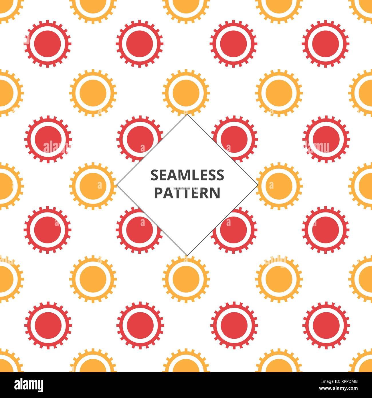vector illustration seamless pattern gear red and orange color Stock Vector