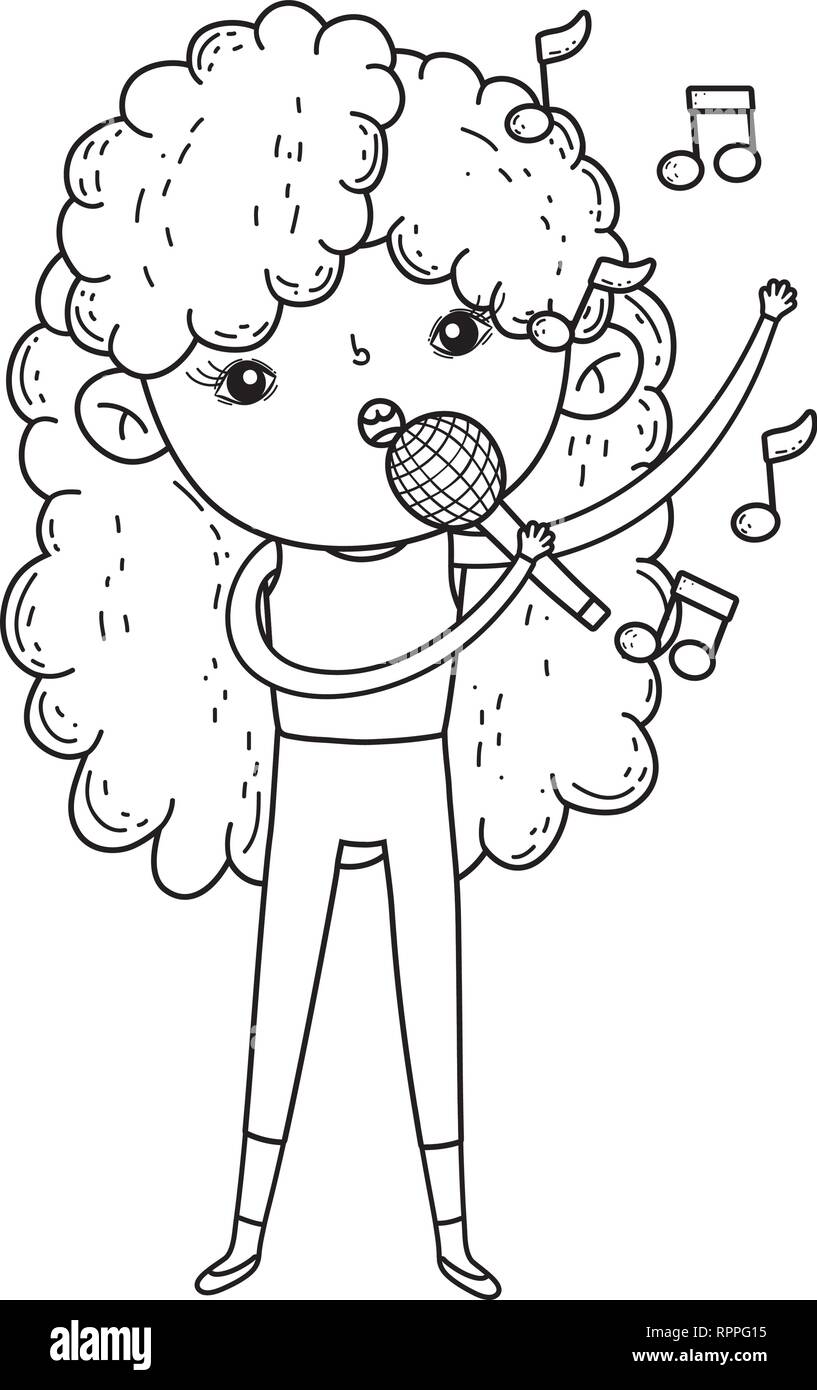 Girl Singing Clipart Black And White Car