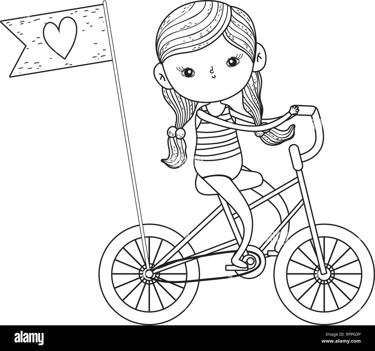cute little girl riding bicycle Stock Vector