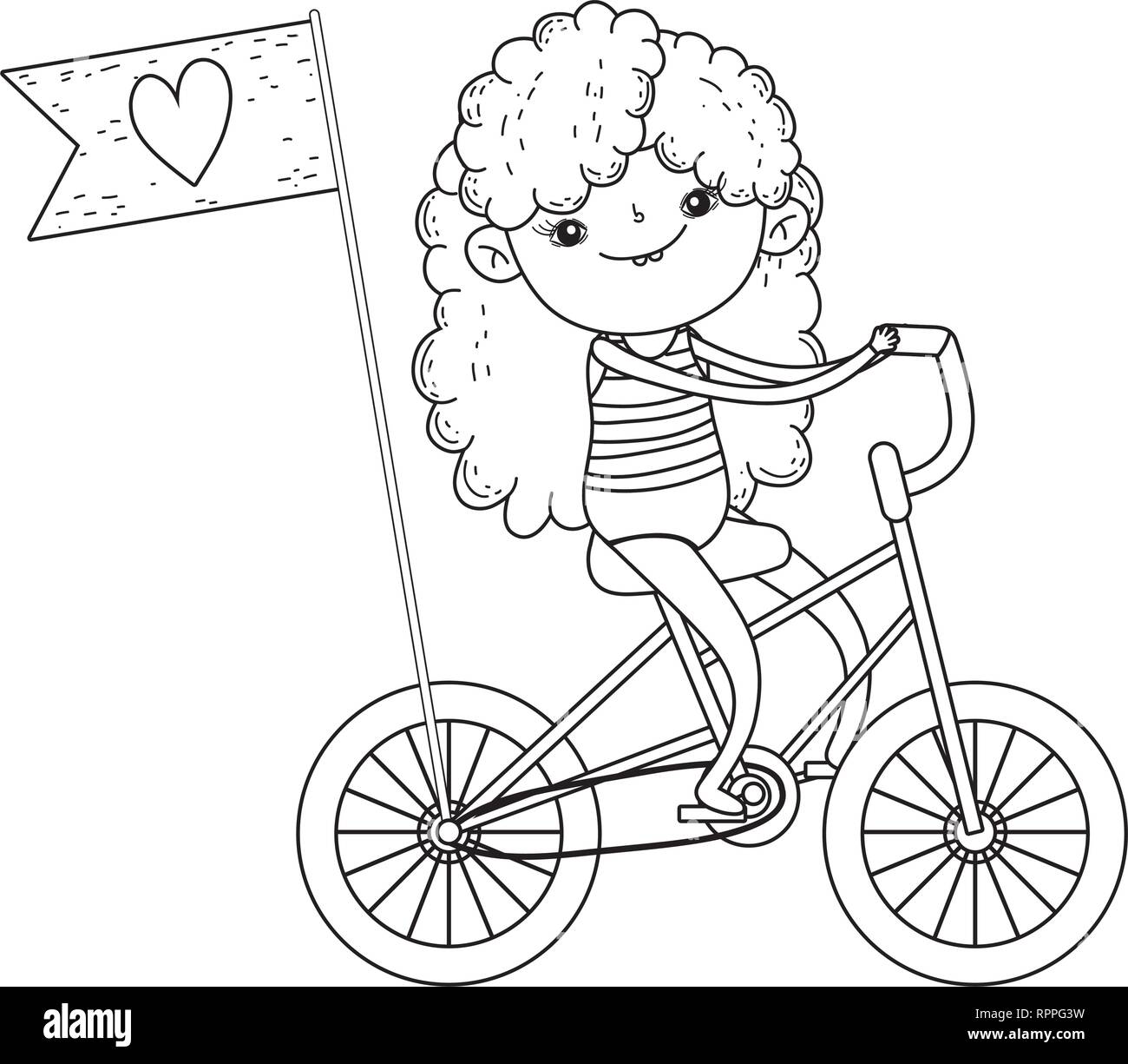 cute little girl riding bicycle Stock Vector