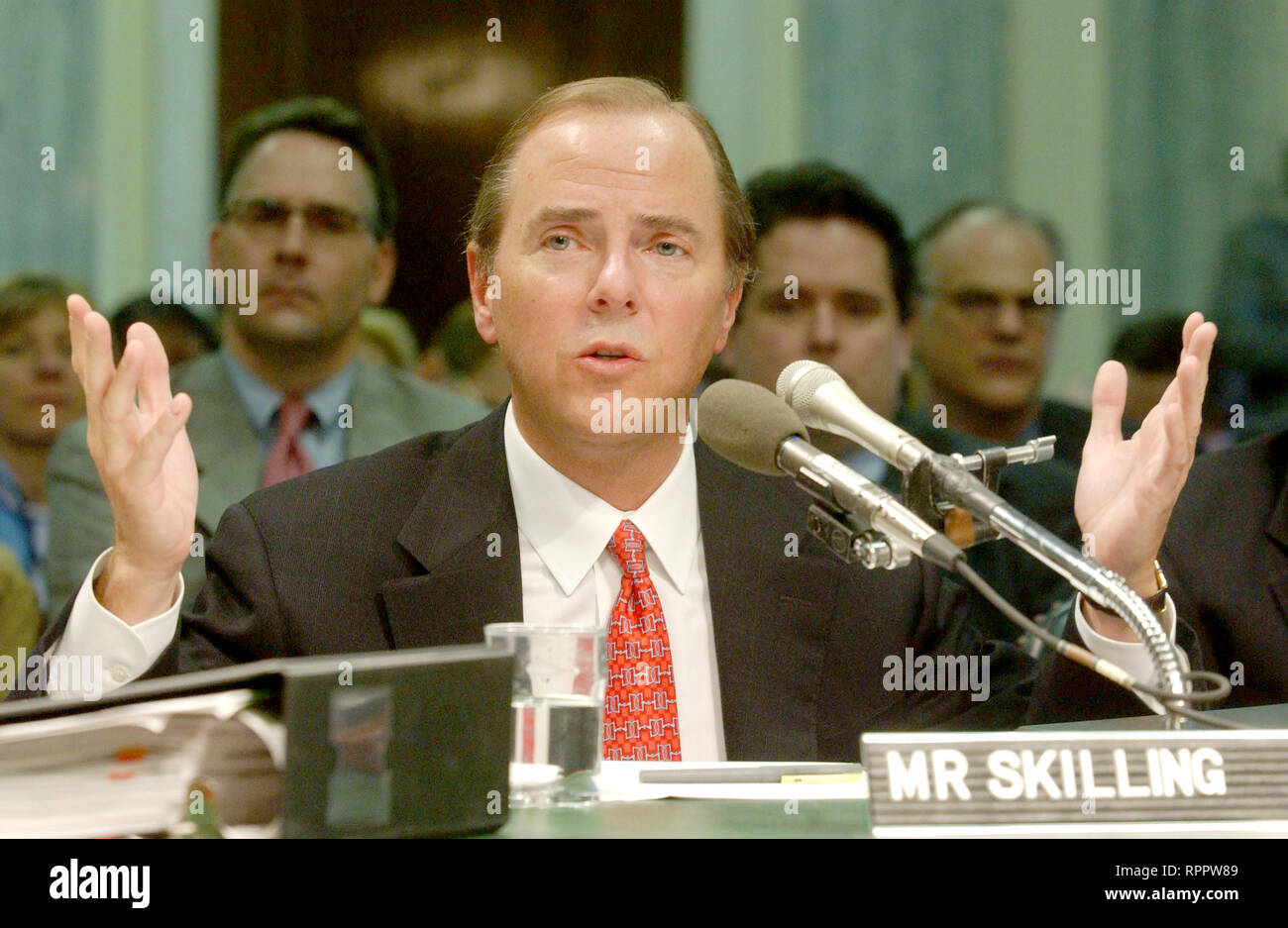 Washington, District of Columbia, USA. 18th Oct, 2009. Washington, DC - February 26, 2002 -- Testimony of Jeffrey Skilling, former President and CEO, Enron Corporation, before the U.S. Senate Commerce, Science and Transportation Committee to examine certain issues with respect to the collapse of Enron Corporation Credit: Ron Sachs/CNP/ZUMA Wire/Alamy Live News Stock Photo