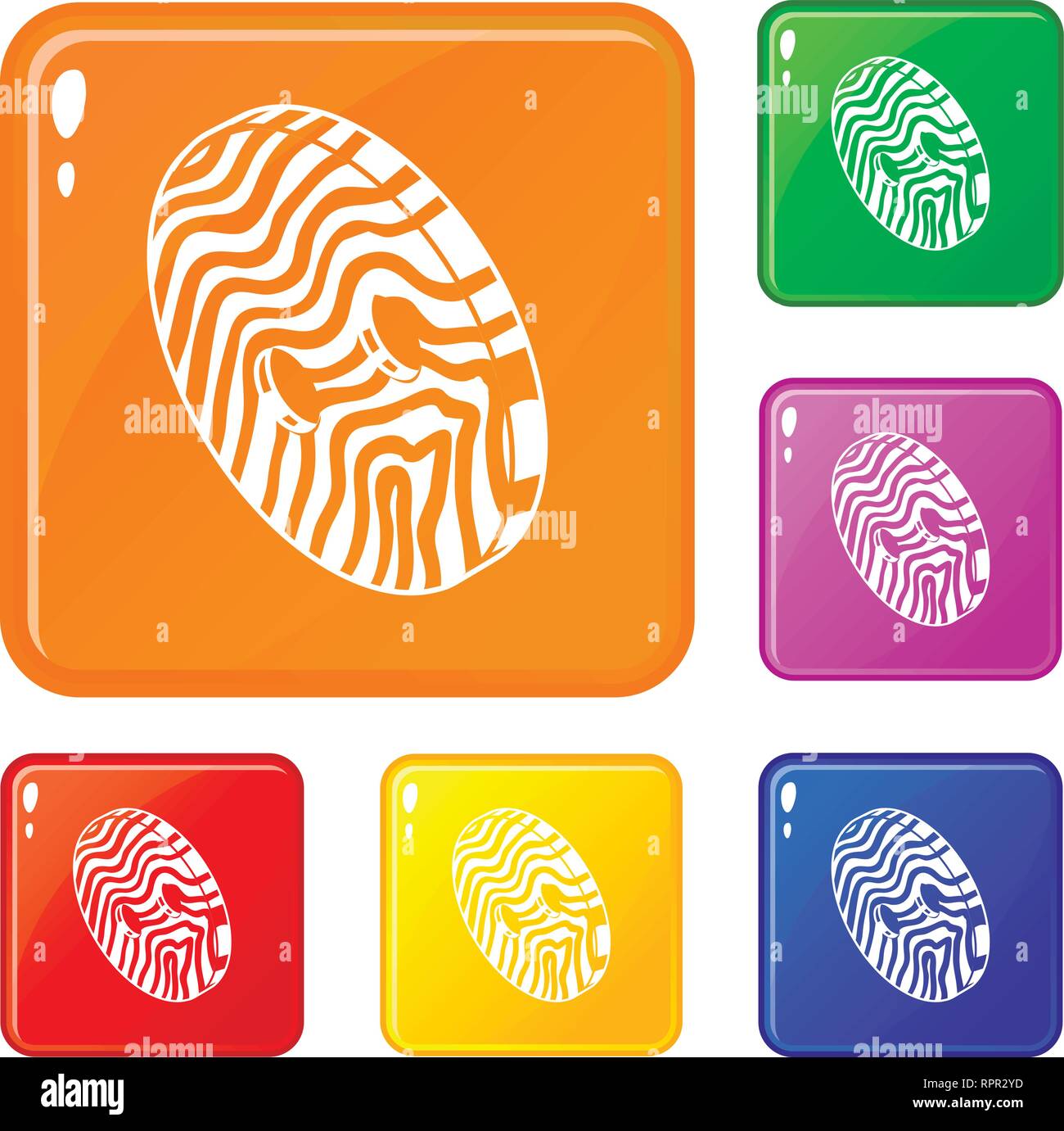 Abstract linear clothes button icons set vector color Stock Vector