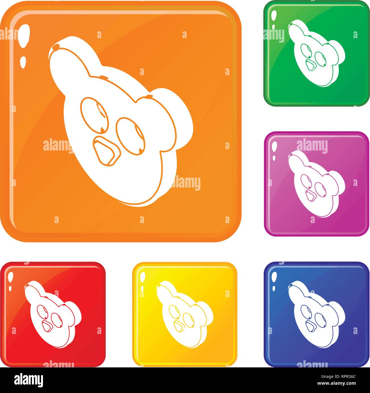 Mouse form button clothes icons set vector color Stock Vector