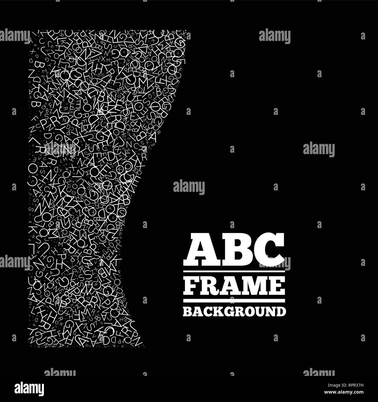 Frame created from the letters of different sizes. ABC text frame