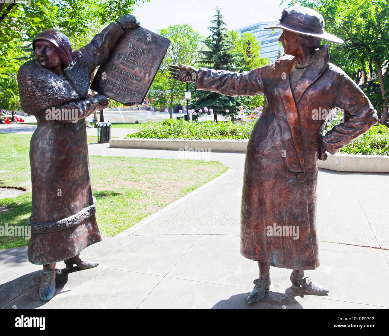Women are Persons statues, Calgary, Canada Stock Photo Alamy
