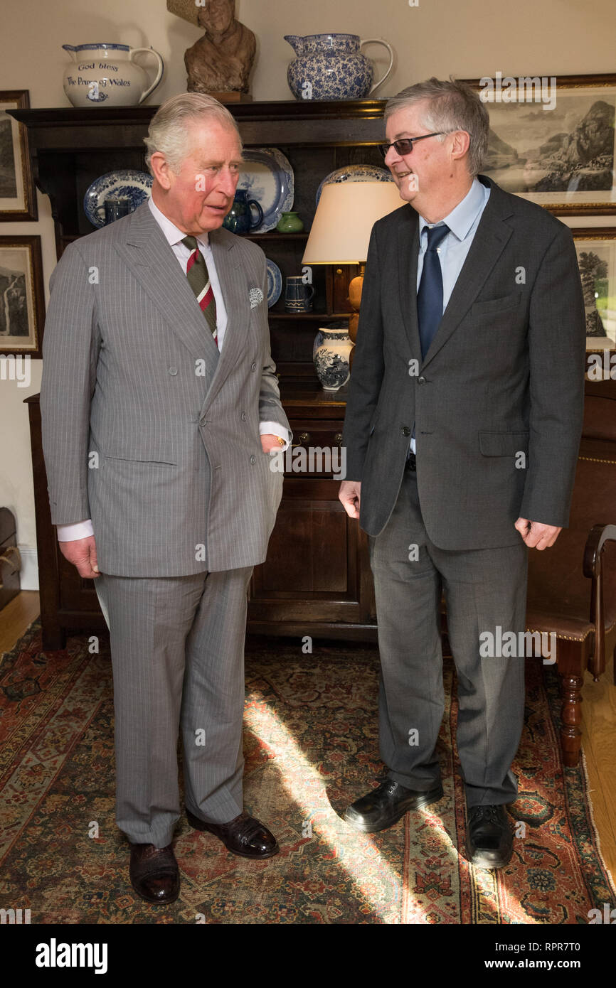 The Prince of Wales (left) meets the new First Minister for Wales Mark