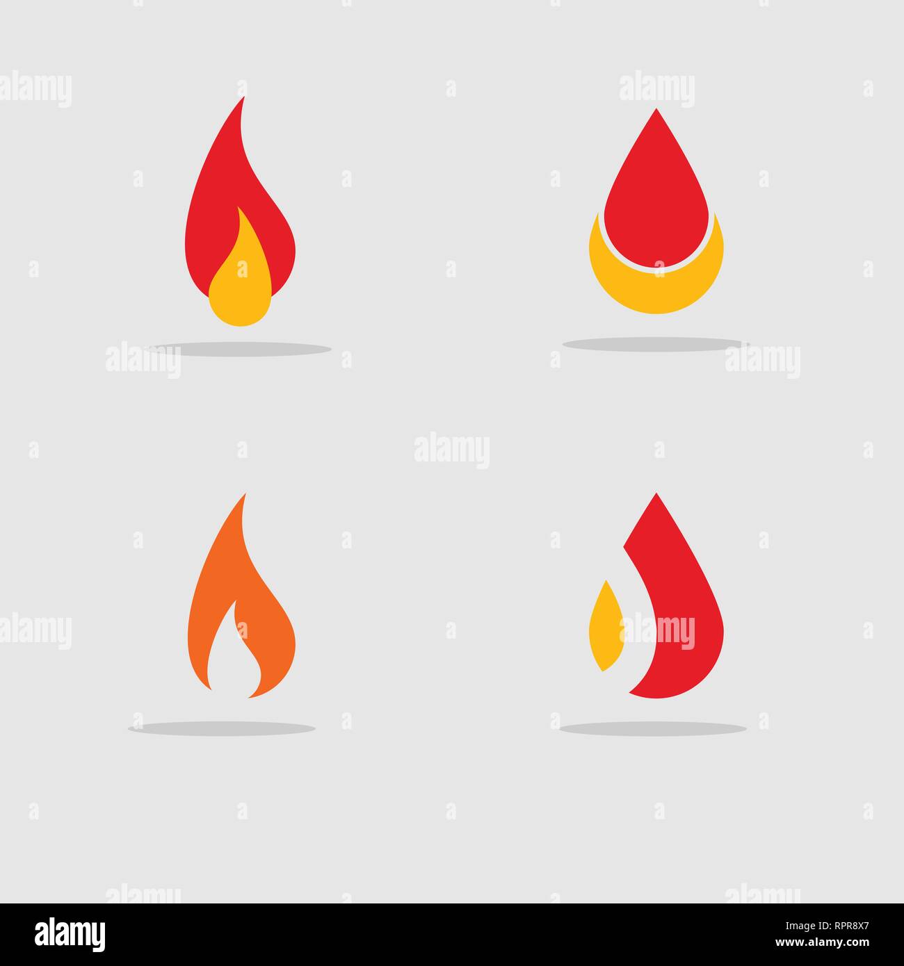abstract fire graphic logo template, flame icons set. Stock Vector