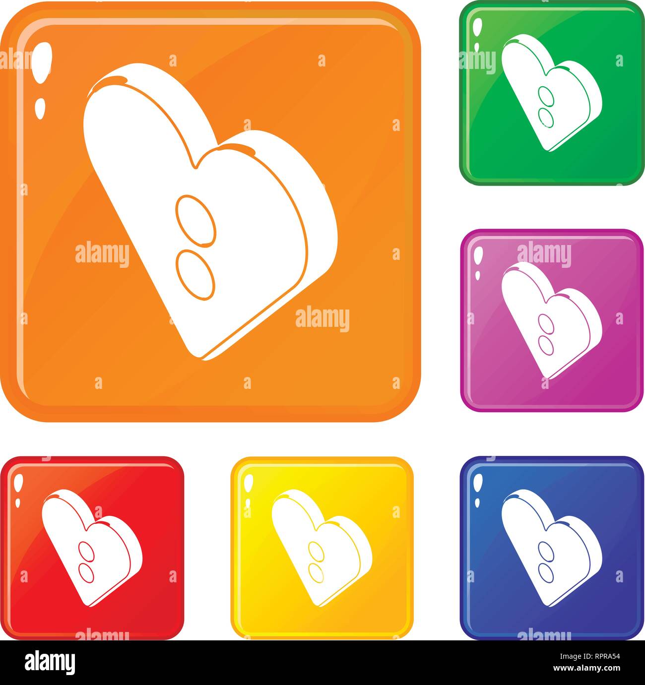 Heart clothes button icons set vector color Stock Vector Image & Art ...