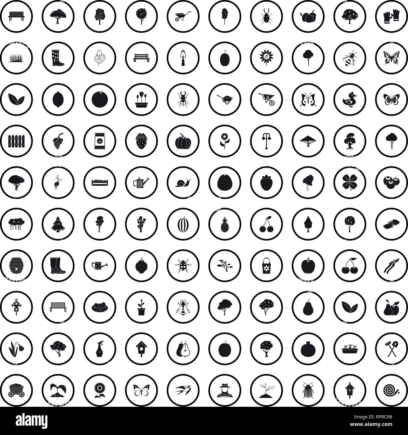100 gardening icons set in simple style Stock Vector Image & Art - Alamy