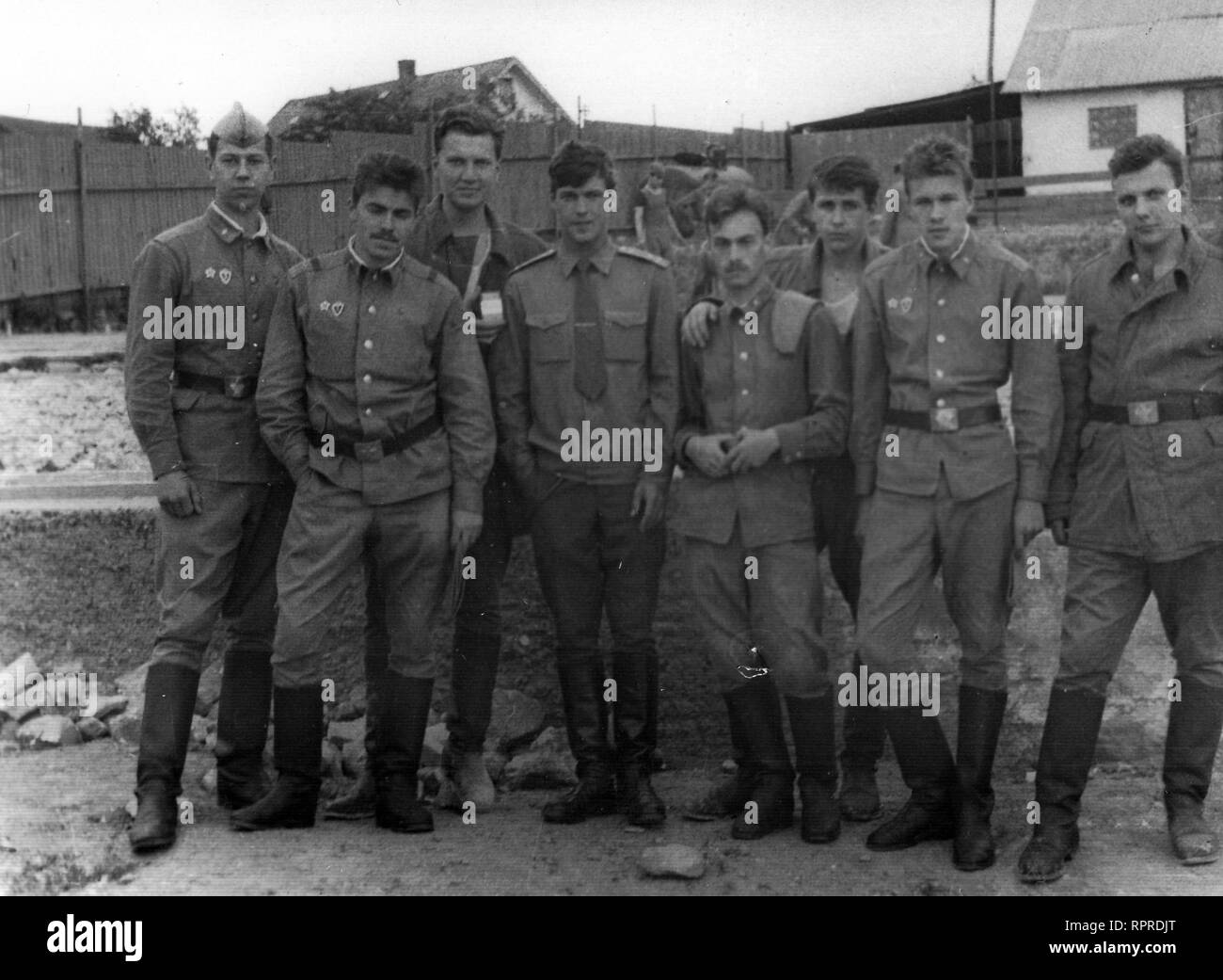 Soviet soldiers in Czechoslovakia 1989 year, near Milire, Tachov city region Stock Photo
