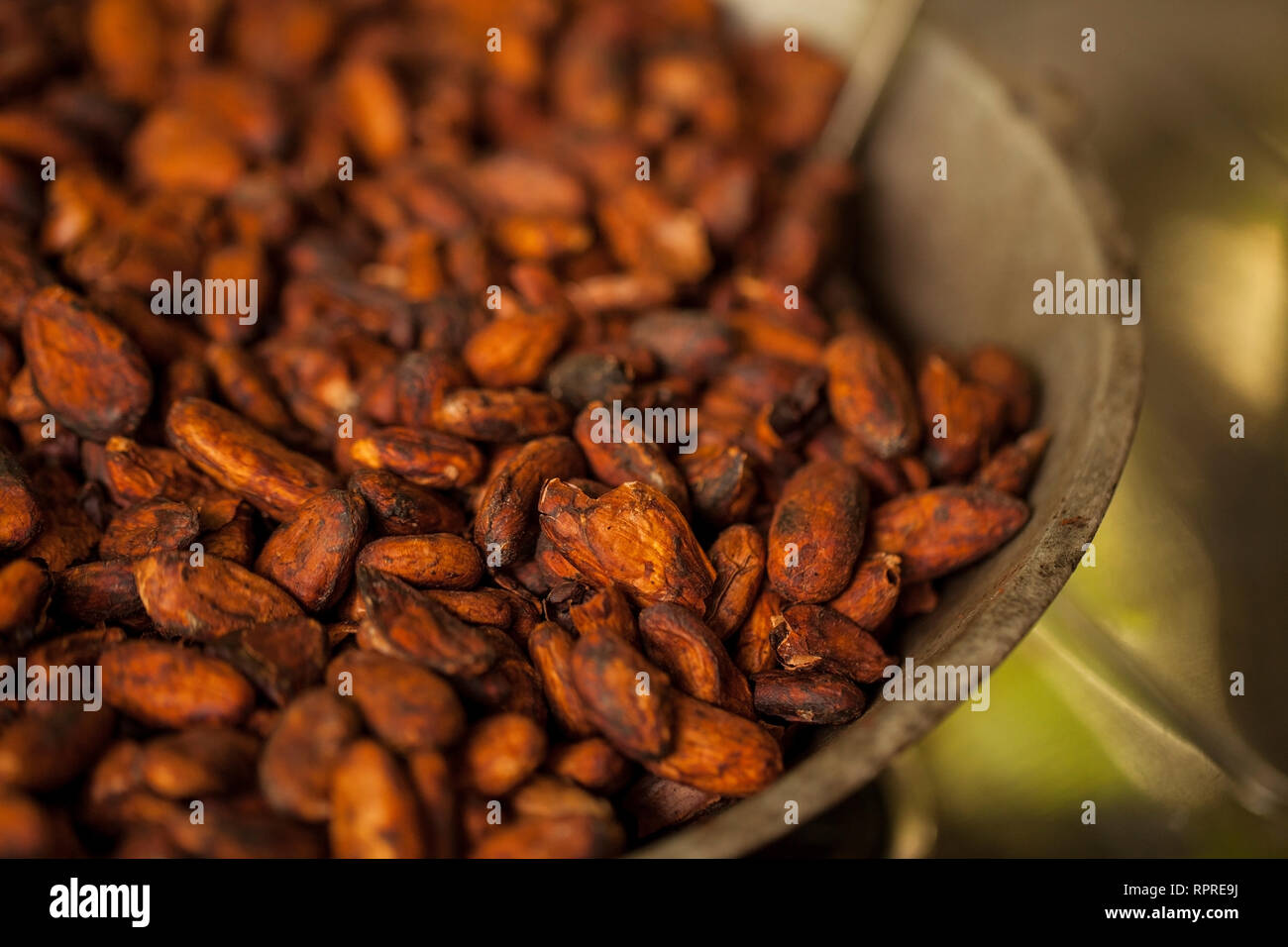 Roasting cocoa beans. El Tanque, Costa Rica Stock Photo Alamy
