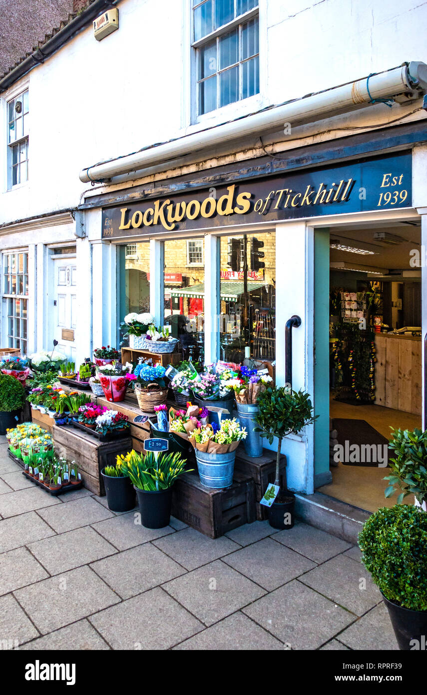English village shop, Lockwoods Florist shop display in Market Place
