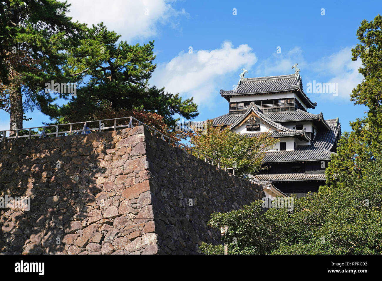 Medieval Matsue Castle near Sakaiminato is feudal castle in original wooden form and not reconstructed. Stock Photo
