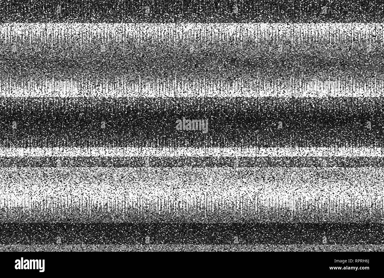 Static tv noise, bad tv signal, black and white, monochrome Stock Photo
