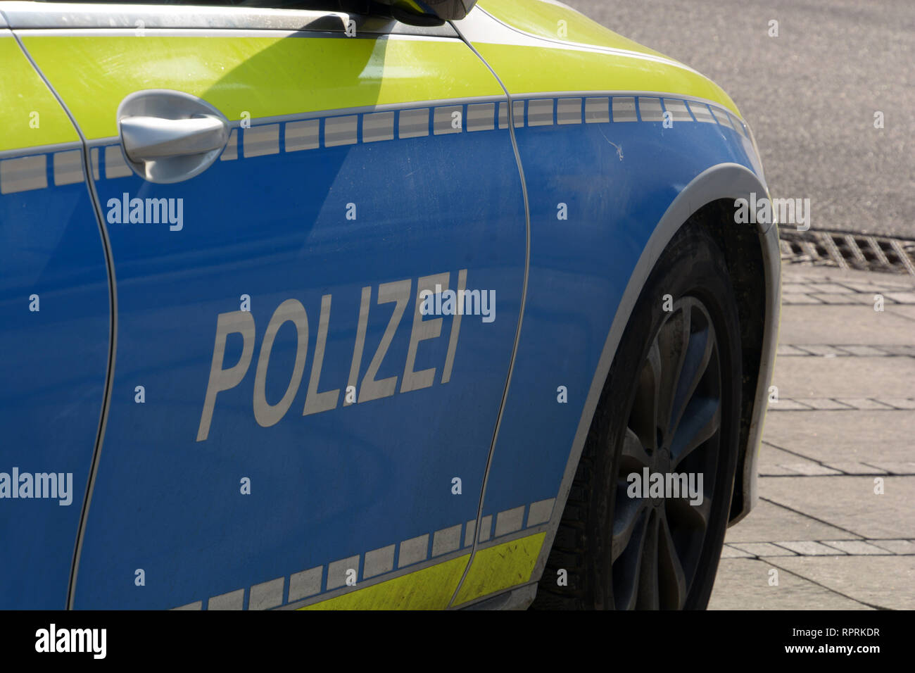 ULM, BW, GERMANY - FEBRUARY 21, 2019: side view of a german police car ...