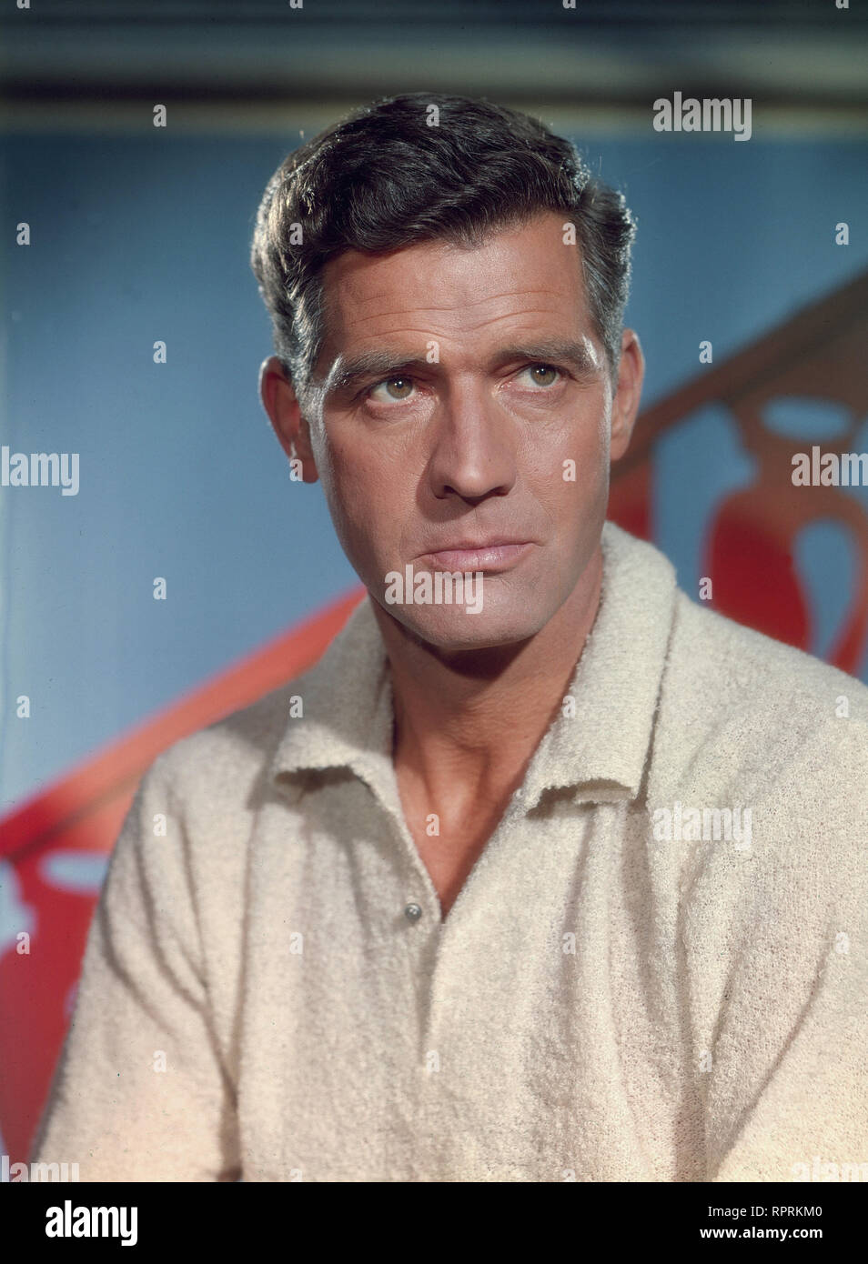 Paul Hubschmid - Schweizer Schauspieler - Studioaufnahme zum Film: Marili, 1959. Swiss actor Paul Hubschmid, Studio Still, 1959. Stock Photo
