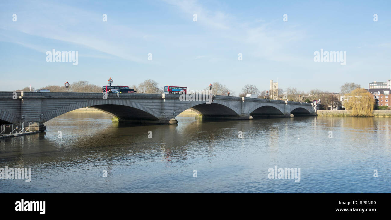 The arches of the historic Putney Bridge, Putney, London, UK Stock