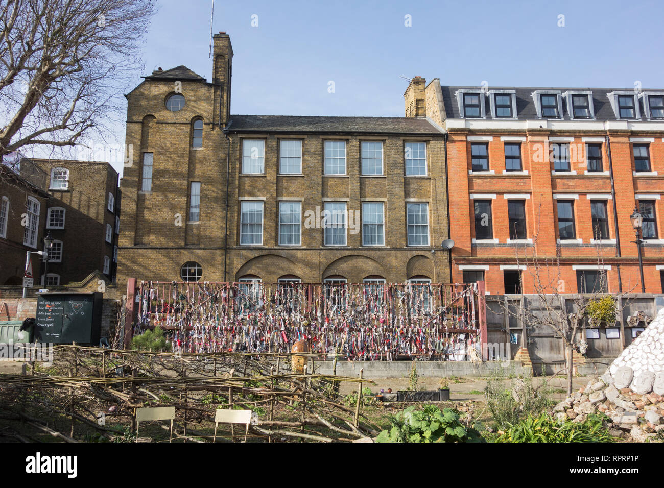 Cross Bones Graveyard and Memorial Garden - a disused post-medieval burial ground on Redcross Way in Southwark, London, UK Stock Photo