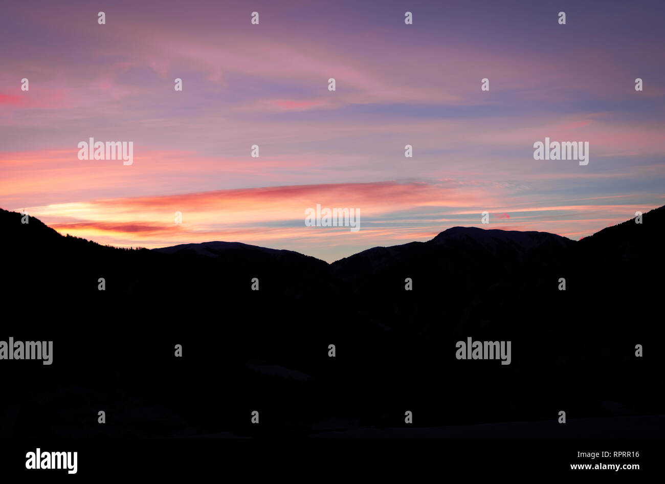 This picture represent the morning sky in South-Tyroll during winter. Stock Photo