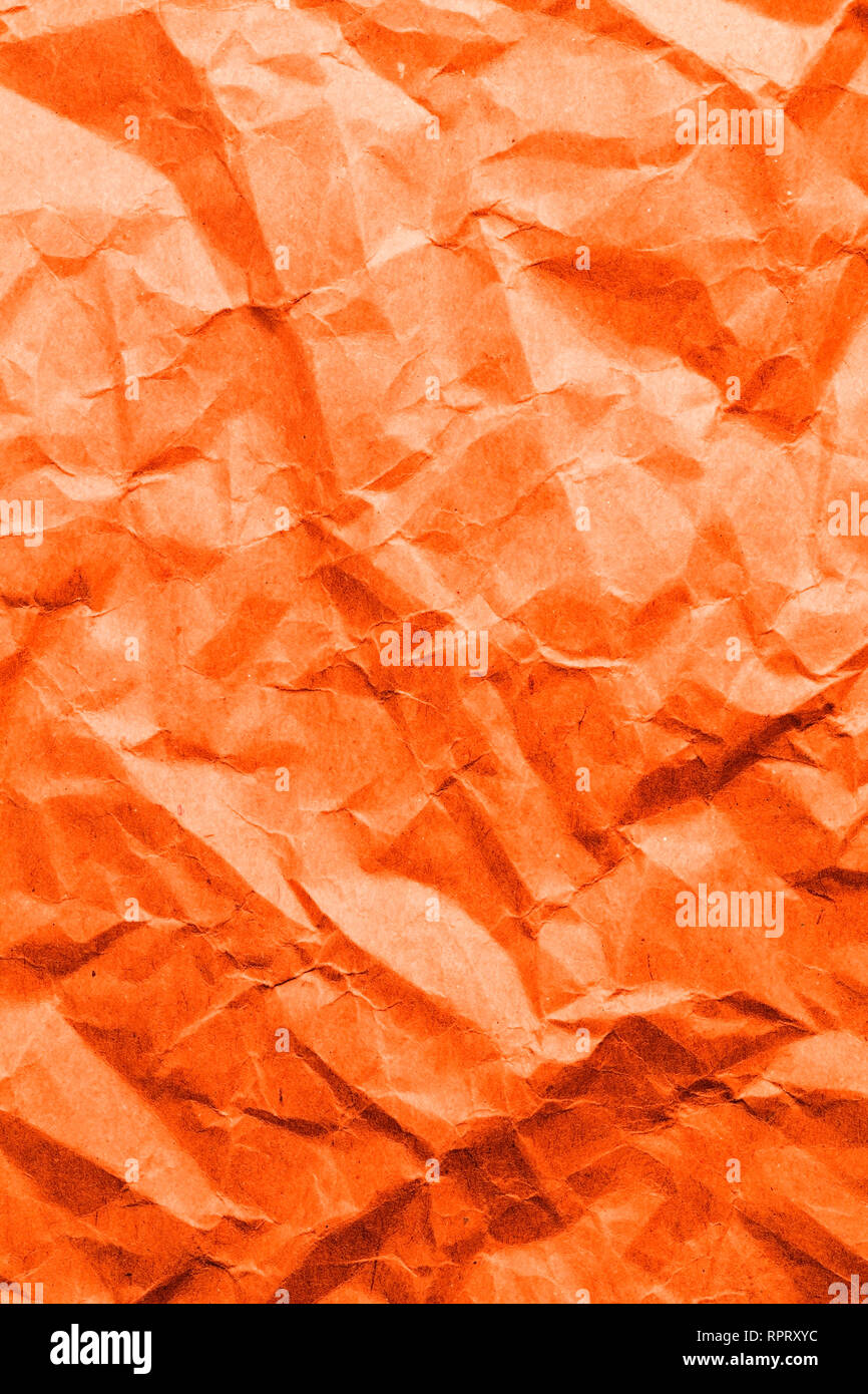 Orange wrinkled paper texture Stock Photo