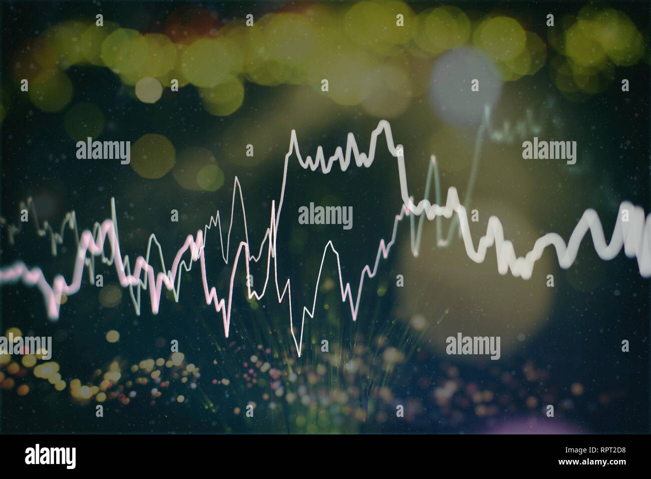 Abstract glowing forex chart interface wallpaper. Investment, trade, stock, finance and analysis concept. Stock Photo
