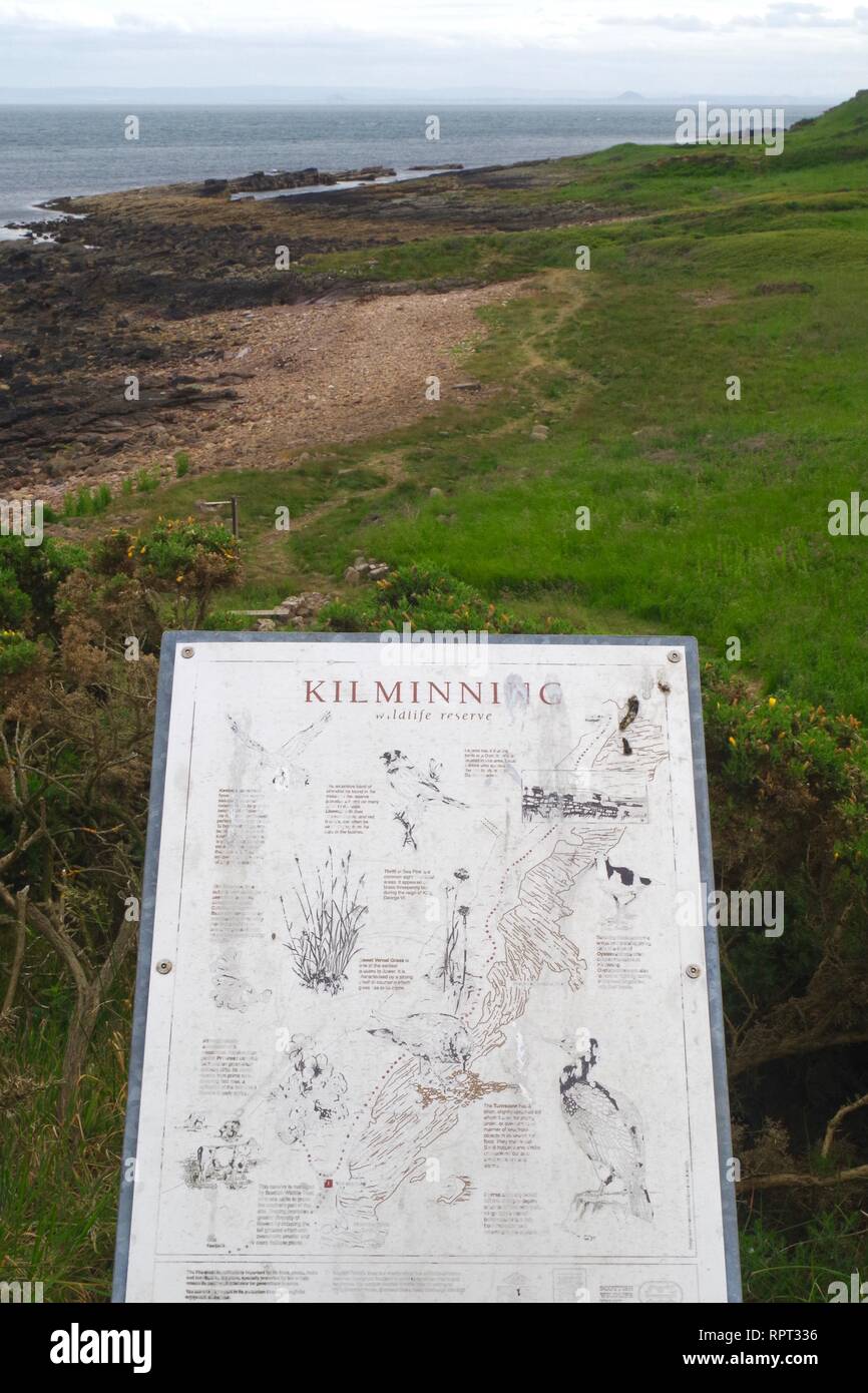 Kilminning Coast Nature Reserve, Wildlife Information Board. Fife Ness