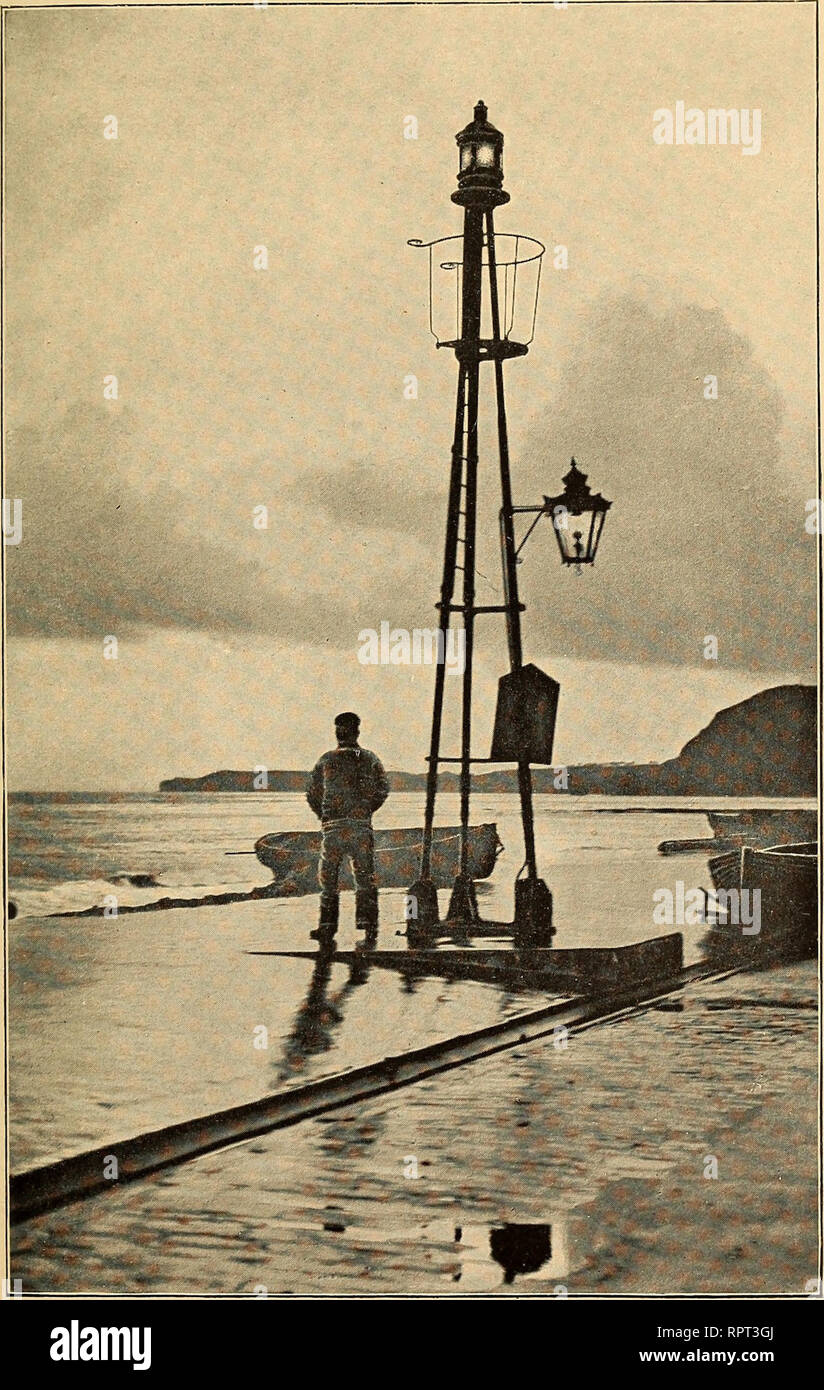 . Alongshore, where man and the sea face one another. Fisheries. ' Our own Beacon Light.'. Please note that these images are extracted from scanned page images that may have been digitally enhanced for readability - coloration and appearance of these illustrations may not perfectly resemble the original work.. Reynolds, Stephen Sydney, 1881-1919. New York, The Macmillan company Stock Photo