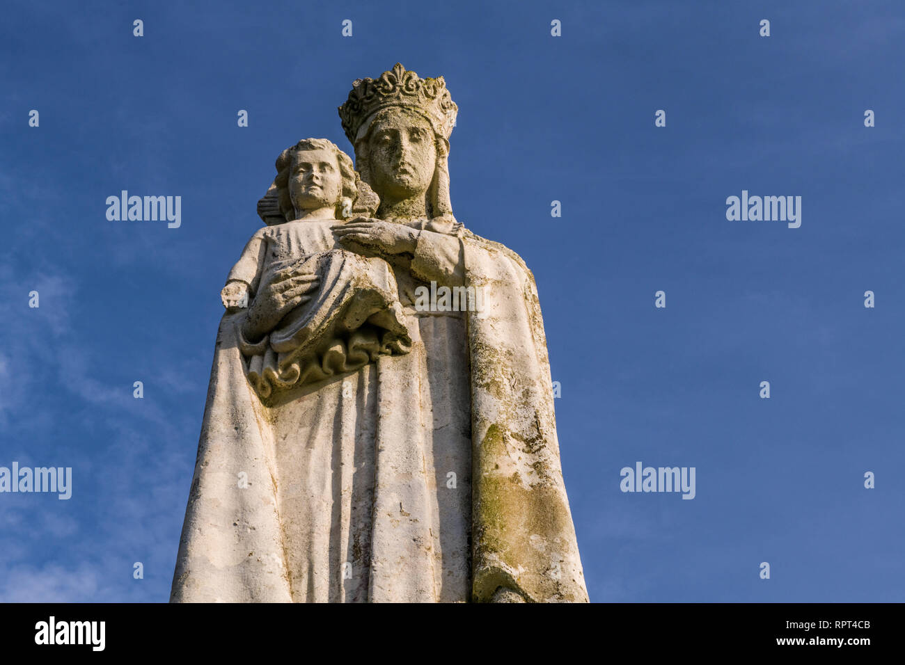 Statue of Our Lady of Penrhys and the infant Jesus in the Rhondda Valleys South Wales Stock Photo