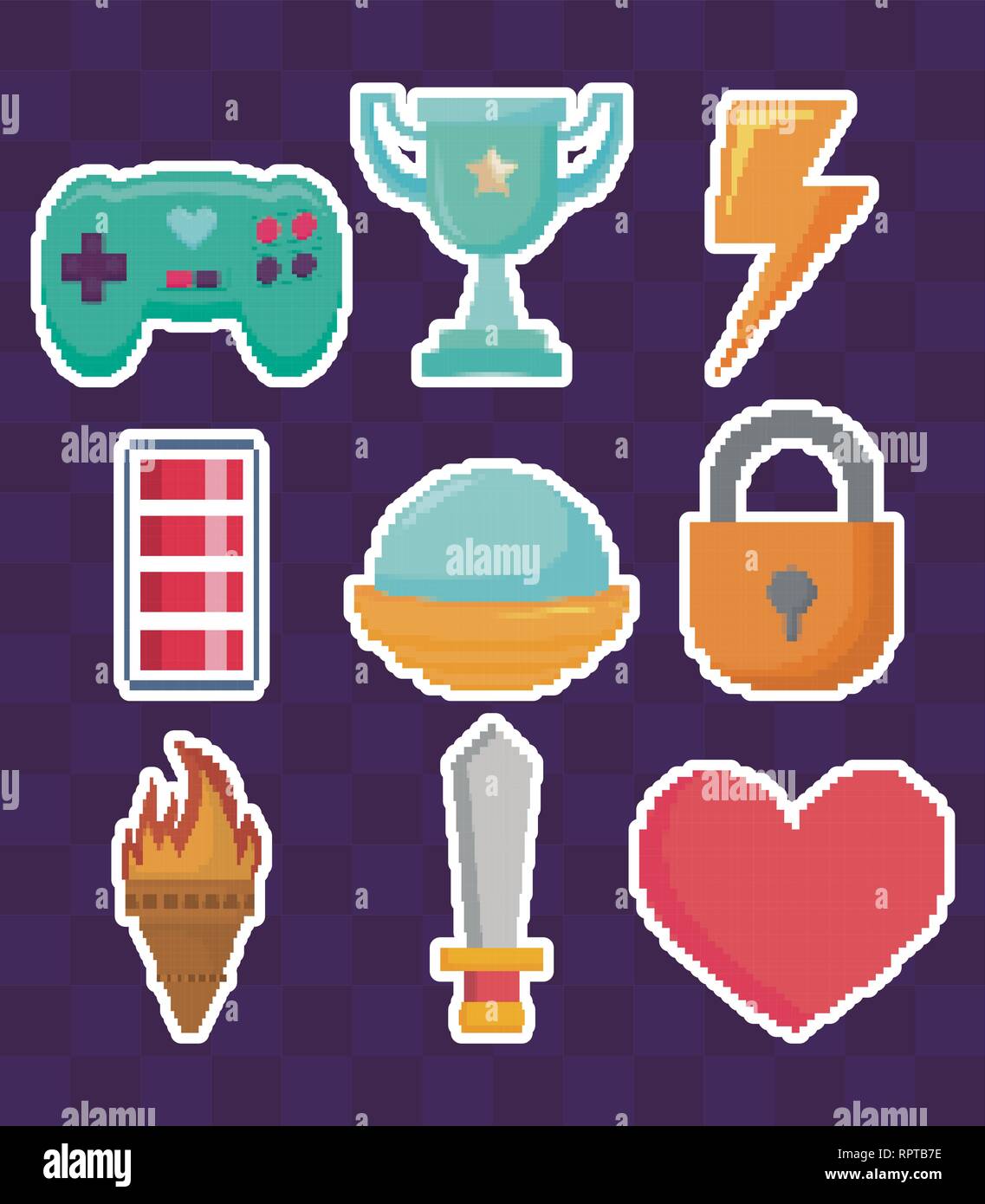 classic video game set icons vector illustration design Stock Vector